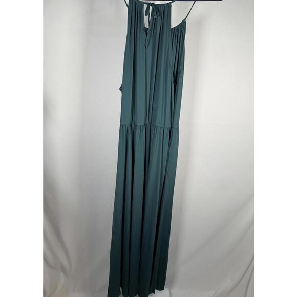NWT Halara Adjustable Halter Tie Pocket Hem Flowy Maxi Dress Verdiris XL - Picture 10 of 11